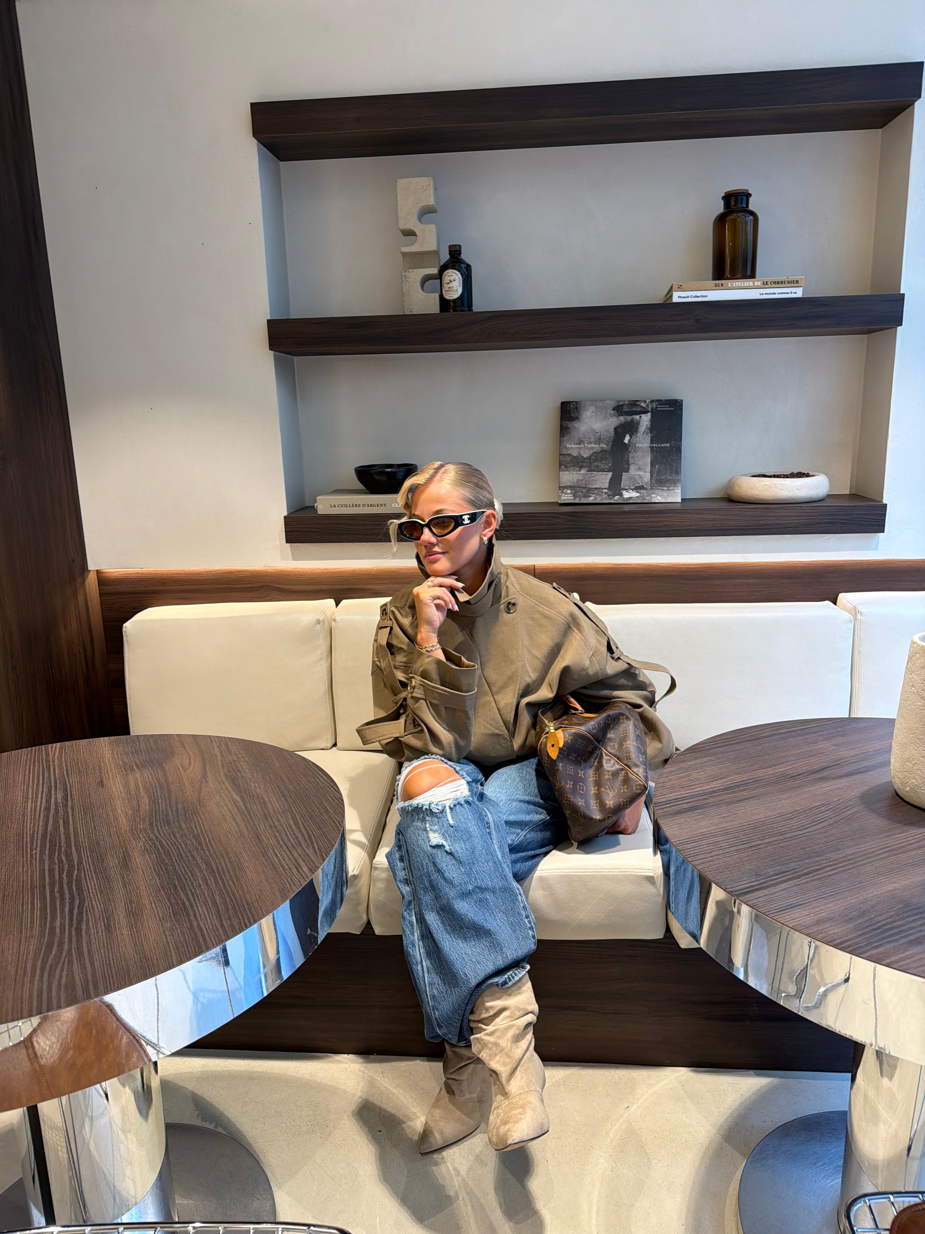Botte mi haute LINA beige