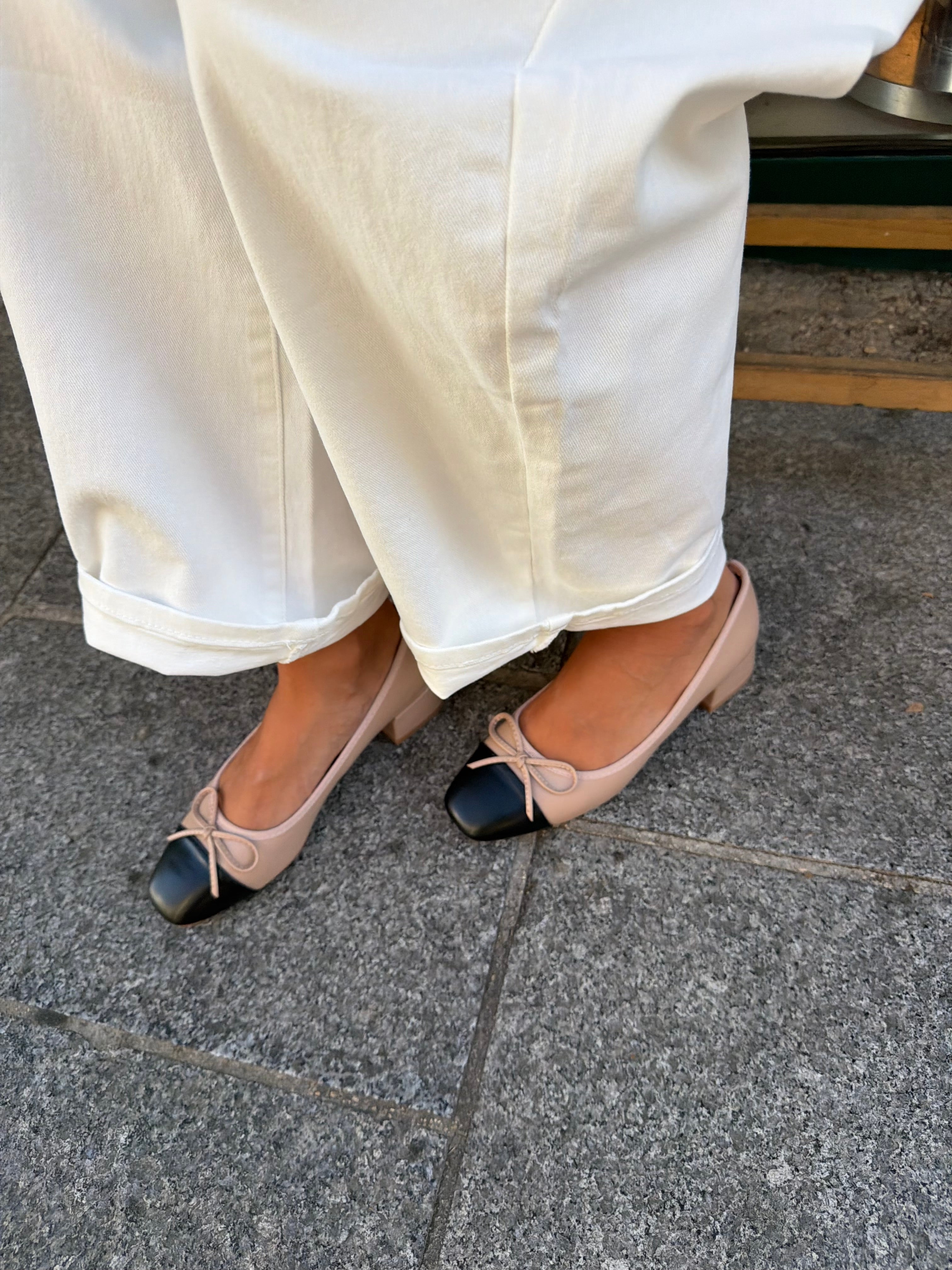 Ballerine talon MERY beige noire