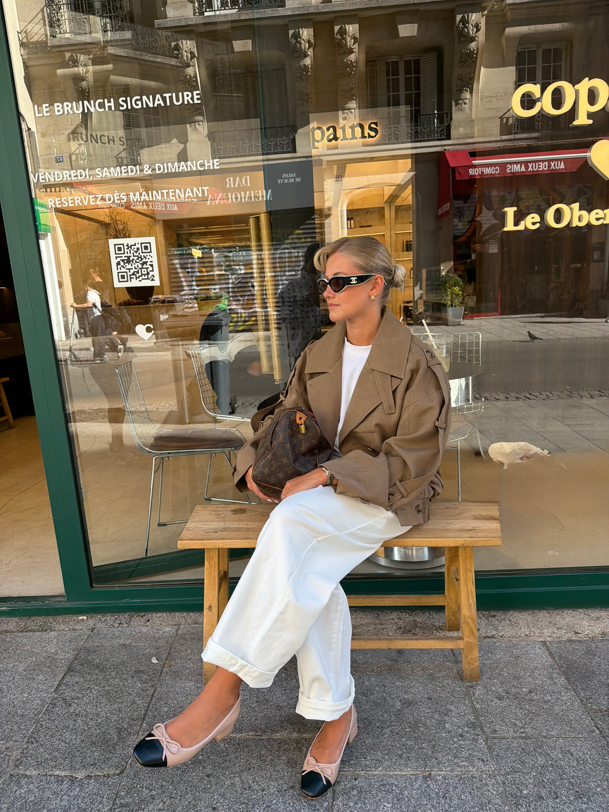 Ballerine talon MERY beige noire