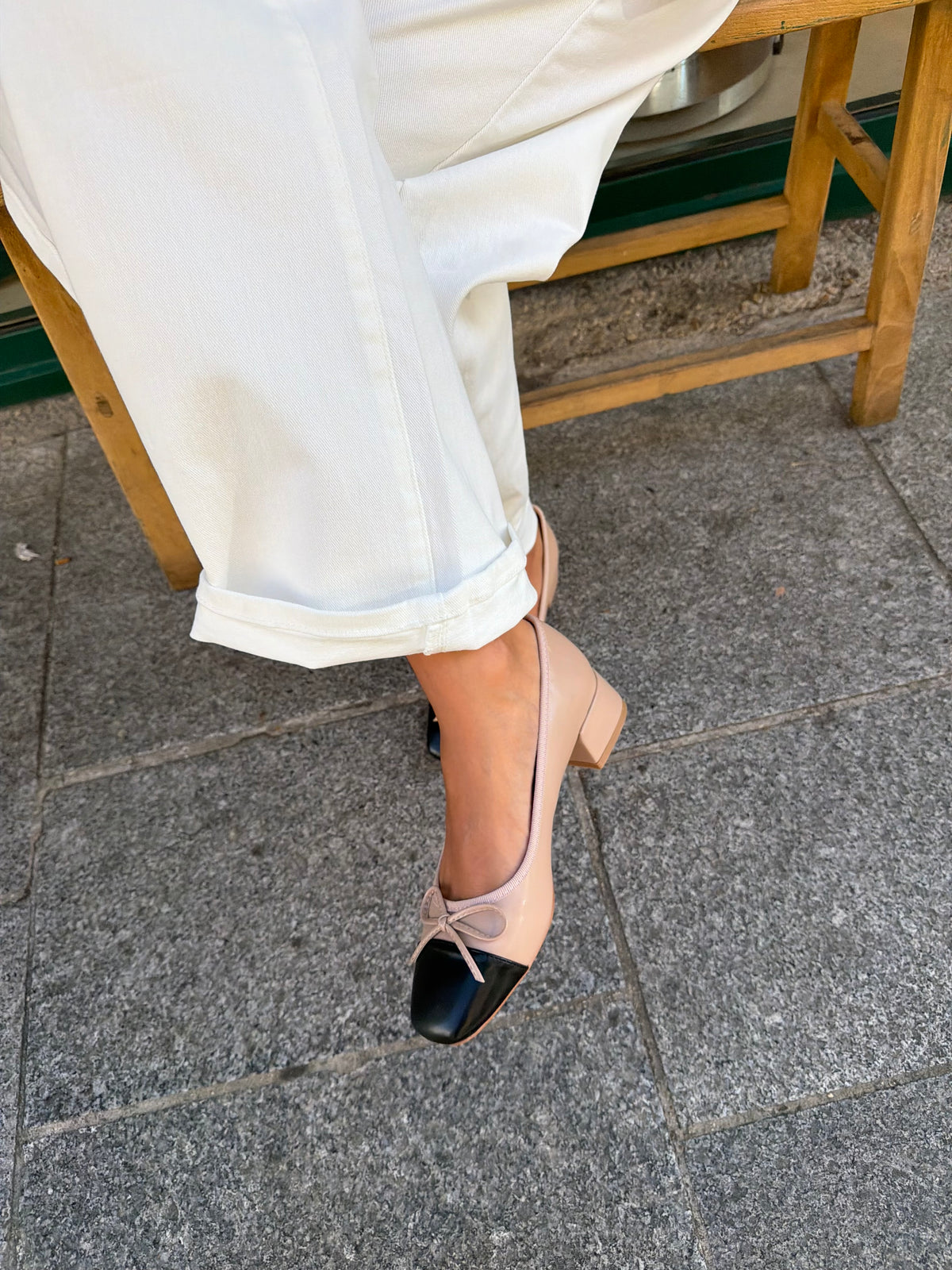 Ballerine talon MERY beige noire