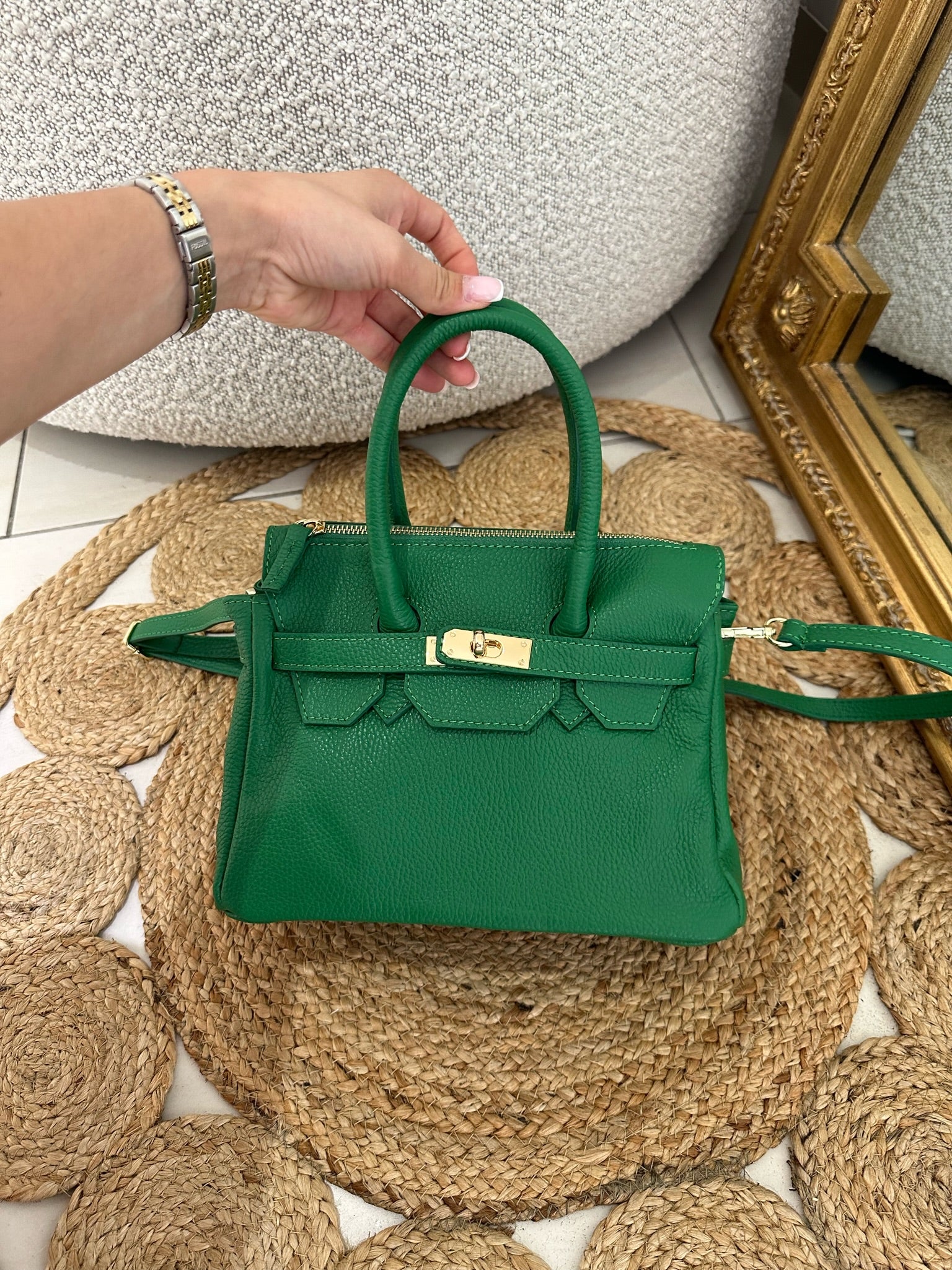 Sac H cuir vert