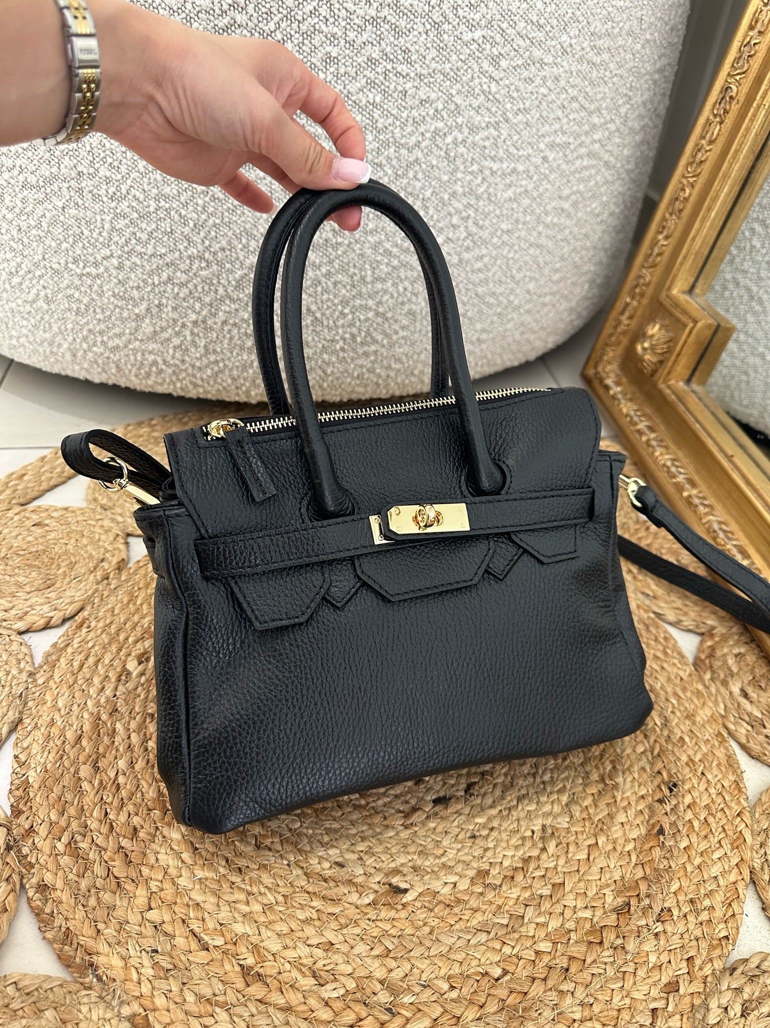 Sac H cuir noir