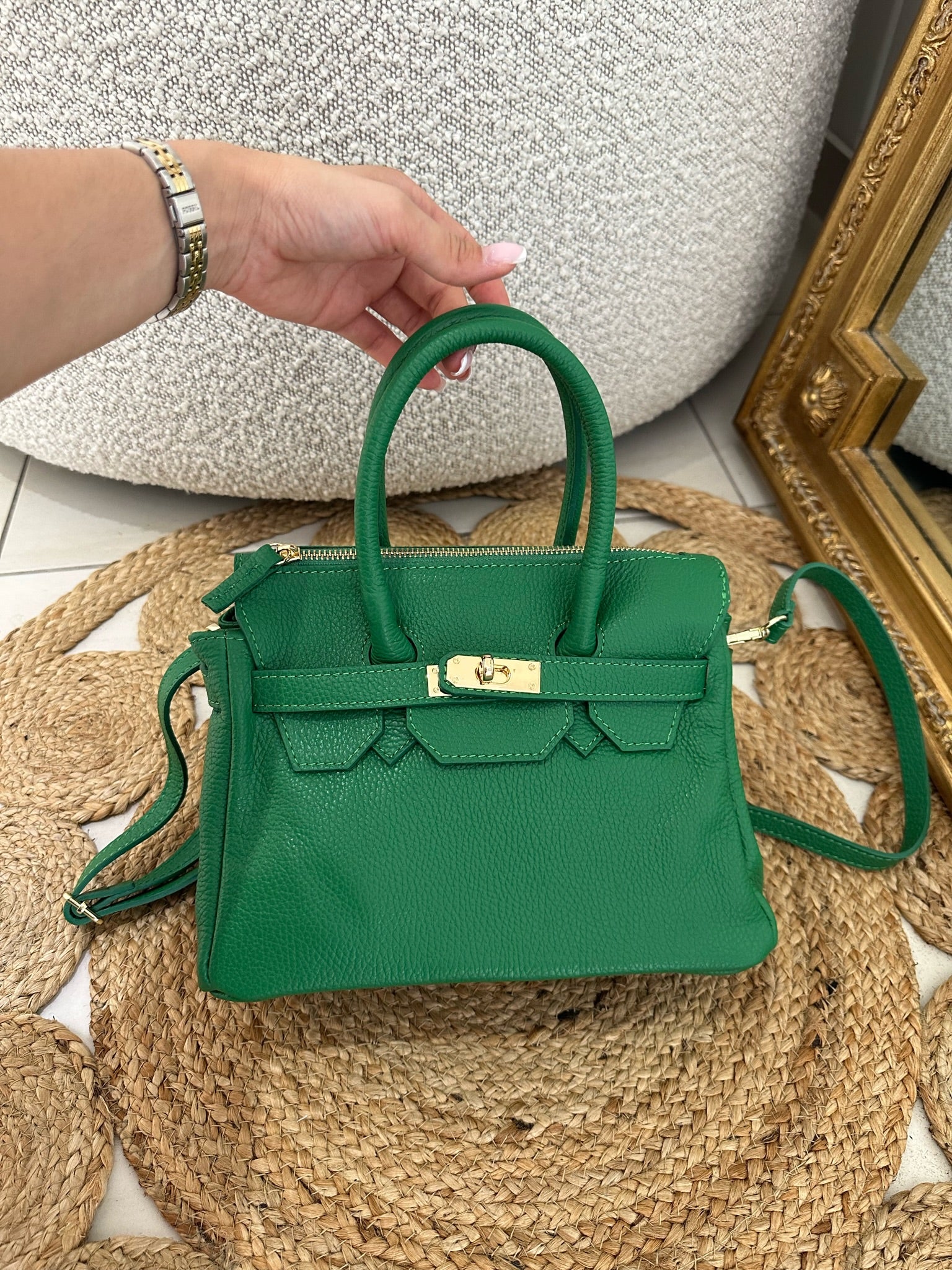 Sac H cuir vert