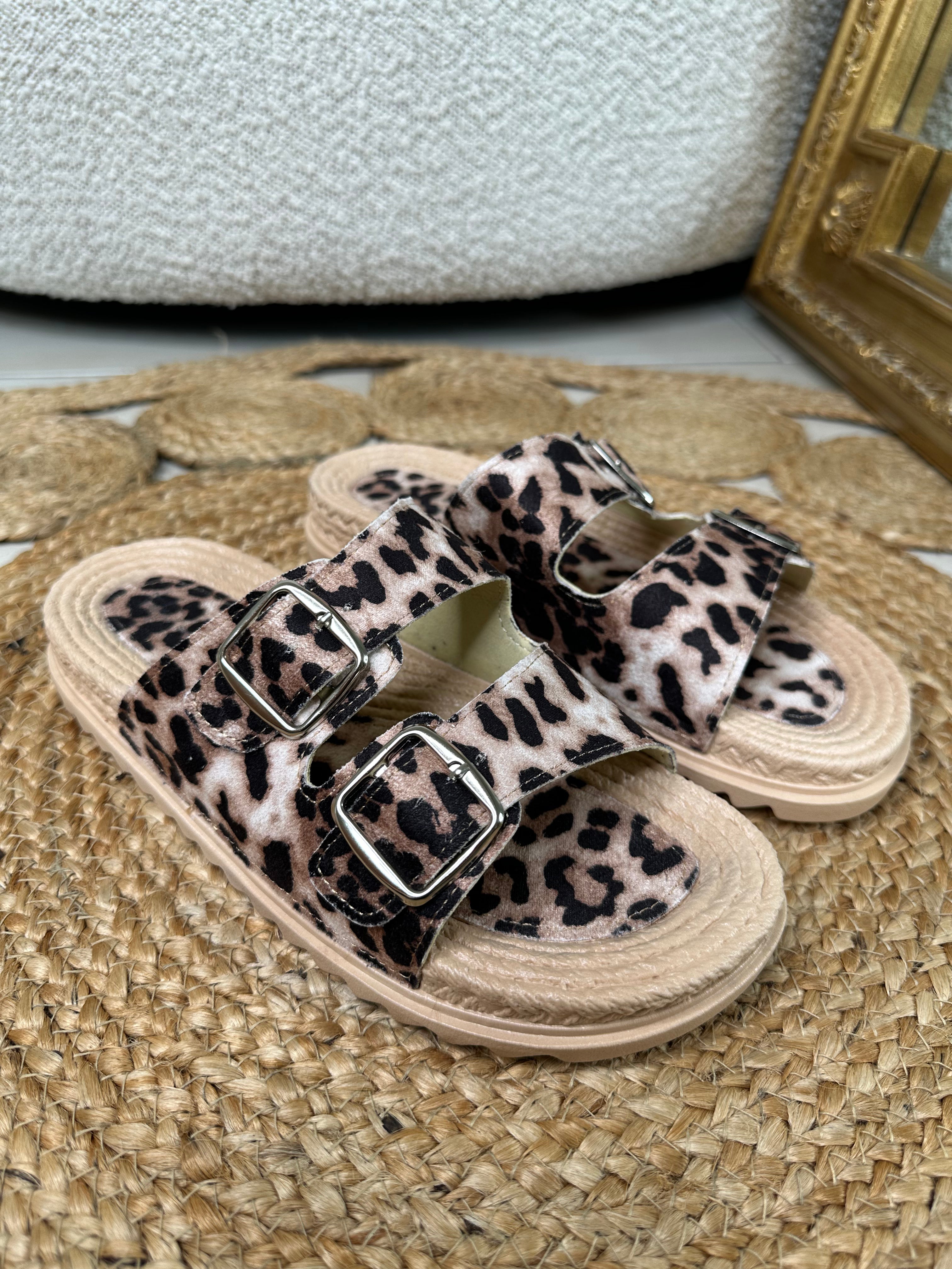 Sandale LEOPARD crème/noirE