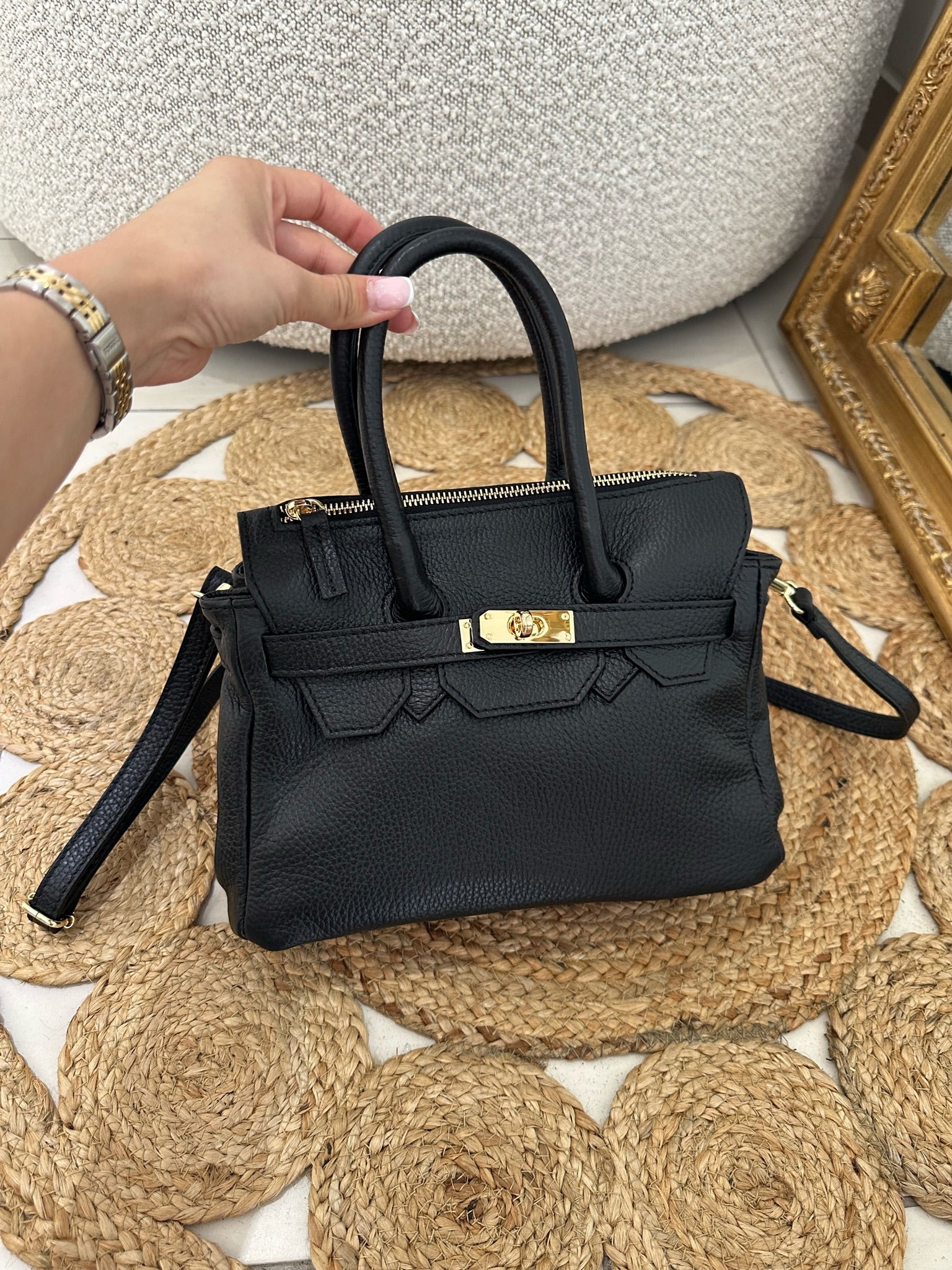 Sac H cuir noir